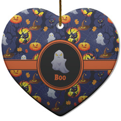 Halloween Night Heart Ceramic Ornament w/ Name or Text