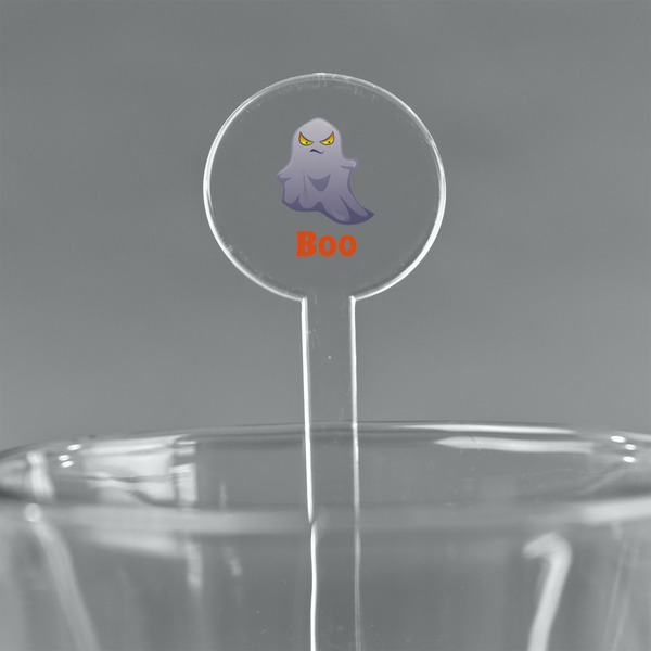 Custom Halloween Night 7" Round Plastic Stir Sticks - Clear (Personalized)