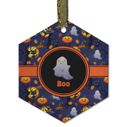 Halloween Night Flat Glass Ornament - Hexagon w/ Name or Text