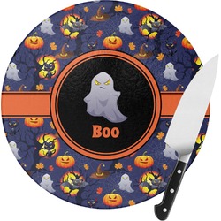 Halloween Night Round Glass Cutting Board - Medium (Personalized)