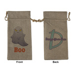 Halloween Night Large Burlap Gift Bag - Front & Back (Personalized)