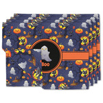 Halloween Night Double-Sided Linen Placemat - Set of 4 w/ Name or Text