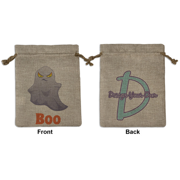 Custom Halloween Night Medium Burlap Gift Bag - Front & Back (Personalized)