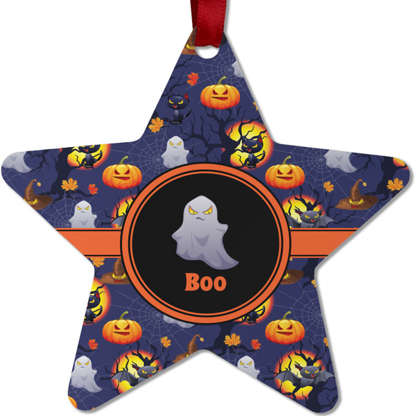 Custom Halloween Night Metal Star Ornament - Double Sided w/ Name or Text