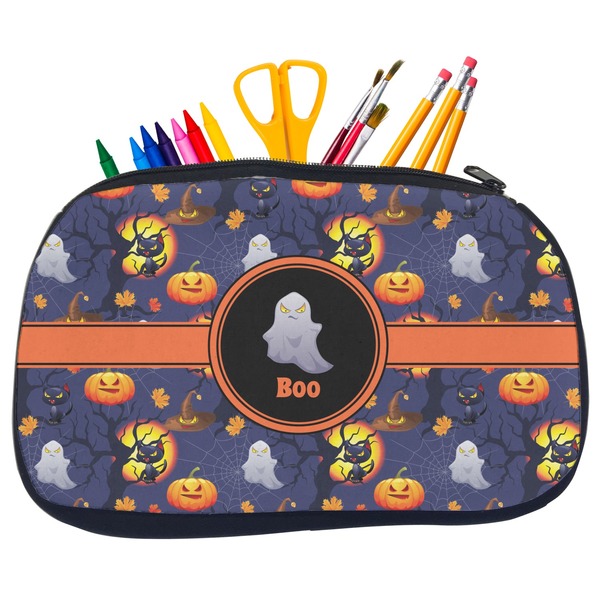 Custom Halloween Night Neoprene Pencil Case - Medium w/ Name or Text