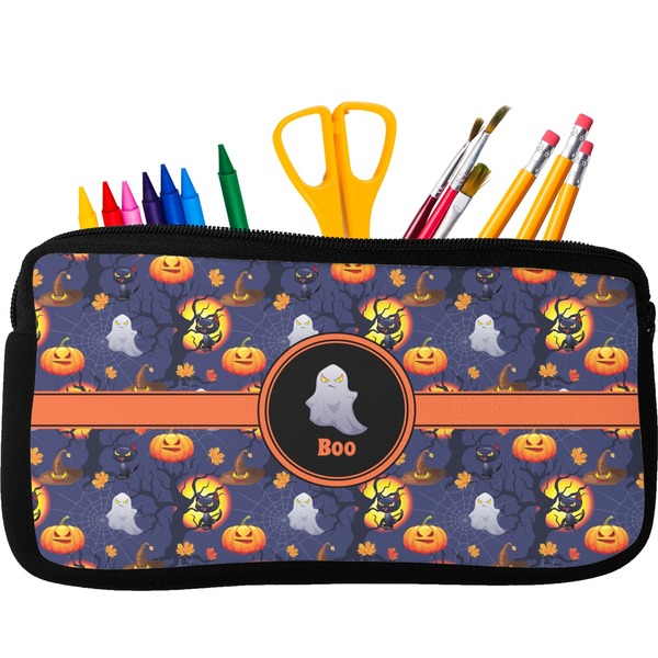 Custom Halloween Night Neoprene Pencil Case - Small w/ Name or Text