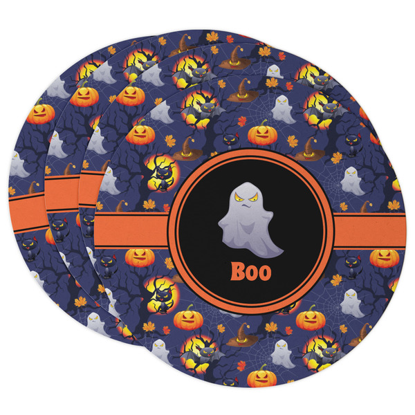 Custom Halloween Night Round Paper Coasters w/ Name or Text