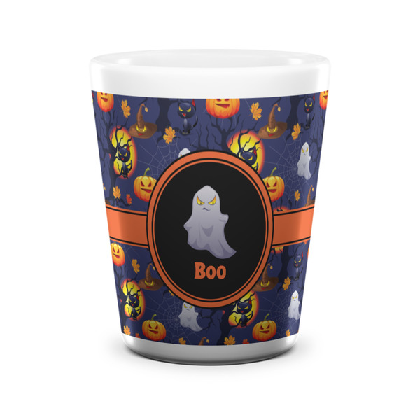 Custom Halloween Night Ceramic Shot Glass - 1.5 oz - White - Set of 4 (Personalized)