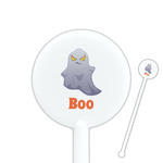 Halloween Night 5.5" Round Plastic Stir Sticks - White - Double Sided (Personalized)