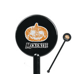 Vintage / Grunge Halloween 5.5" Round Plastic Stir Sticks - Black - Double Sided (Personalized)