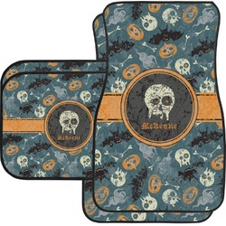 Vintage / Grunge Halloween Car Floor Mats Set - 2 Front & 2 Back (Personalized)