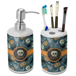 Vintage / Grunge Halloween Ceramic Bathroom Accessories Set (Personalized)