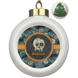 Vintage / Grunge Halloween Ceramic Ball Ornament - Christmas Tree (Personalized)