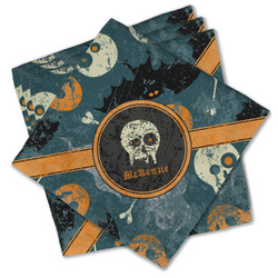 Vintage / Grunge Halloween Cloth Cocktail Napkins - Set of 4 w/ Name or Text