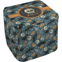 Vintage / Grunge Halloween Cube Pouf Ottoman - 13" (Personalized)