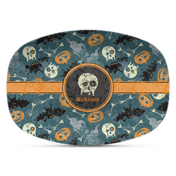 Vintage / Grunge Halloween Plastic Platter - Microwave & Oven Safe Composite Polymer (Personalized)