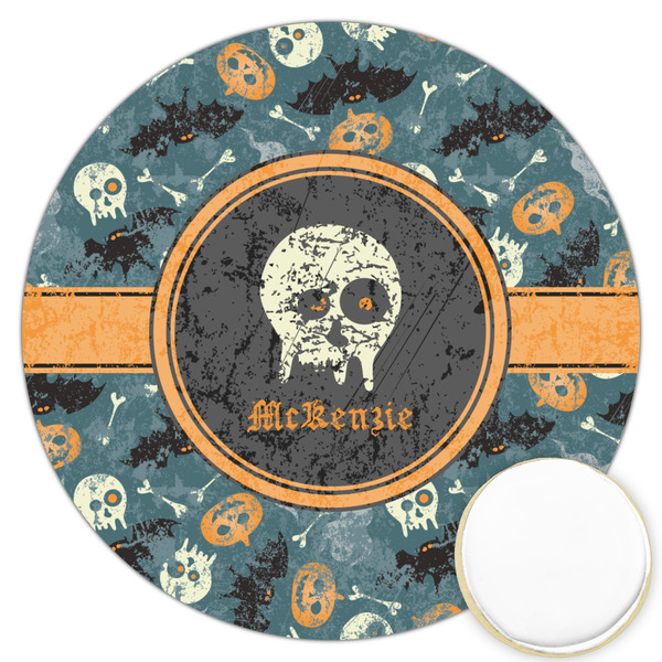 Custom Vintage / Grunge Halloween Printed Cookie Topper - 3.25" (Personalized)