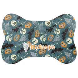 Vintage / Grunge Halloween Bone Shaped Dog Food Mat (Personalized)