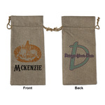 Vintage / Grunge Halloween Large Burlap Gift Bag - Front & Back (Personalized)