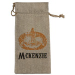 Vintage / Grunge Halloween Large Burlap Gift Bag - Front (Personalized)