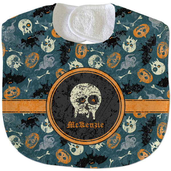 Custom Vintage / Grunge Halloween Velour Baby Bib w/ Name or Text