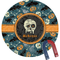 Vintage / Grunge Halloween Round Fridge Magnet (Personalized)