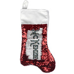 Vintage / Grunge Halloween Reversible Sequin Stocking - Red (Personalized)