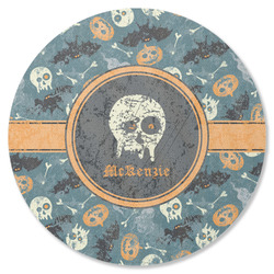 Vintage / Grunge Halloween Round Rubber Backed Coaster (Personalized)
