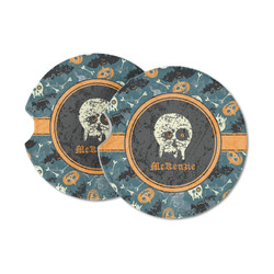 Vintage / Grunge Halloween Sandstone Car Coasters (Personalized)