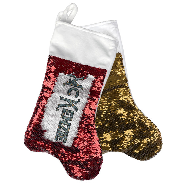 Custom Vintage / Grunge Halloween Reversible Sequin Stocking (Personalized)