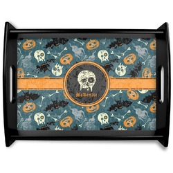 Vintage / Grunge Halloween Black Wooden Tray - Large (Personalized)