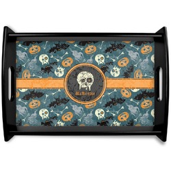 Vintage / Grunge Halloween Black Wooden Tray - Small (Personalized)