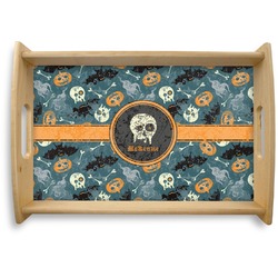 Vintage / Grunge Halloween Natural Wooden Tray - Small (Personalized)