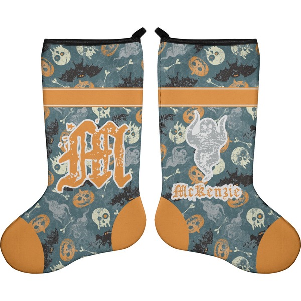 Custom Vintage / Grunge Halloween Holiday Stocking - Double-Sided - Neoprene (Personalized)