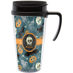 Vintage / Grunge Halloween Acrylic Travel Mug with Handle (Personalized)