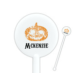 Vintage / Grunge Halloween 5.5" Round Plastic Stir Sticks - White - Double Sided (Personalized)