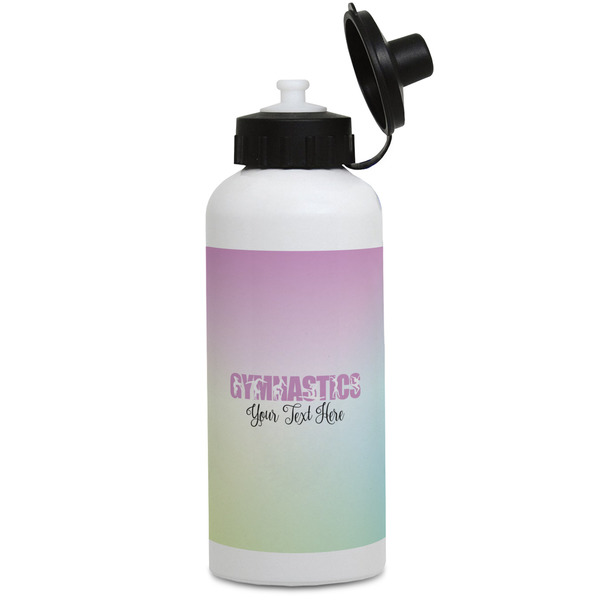 Custom Gymnastics with Name/Text Water Bottles - Aluminum - 20 oz - White