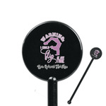 Gymnastics with Name/Text 5.5" Round Plastic Stir Sticks - Black - Single Sided