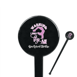 Gymnastics with Name/Text 7" Round Plastic Stir Sticks - Black - Single Sided