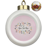 Gymnastics with Name/Text Ceramic Ball Ornaments - Poinsettia Garland