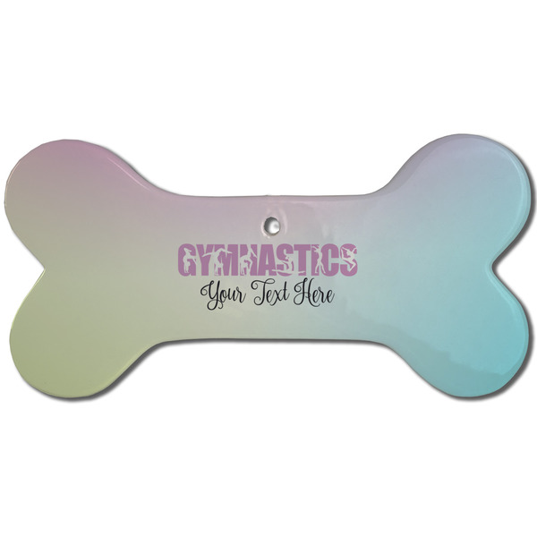 Custom Gymnastics with Name/Text Ceramic Dog Ornament - Front