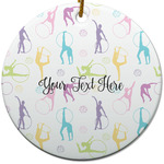 Gymnastics with Name/Text Round Ceramic Ornament