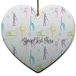 Gymnastics with Name/Text Heart Ceramic Ornament