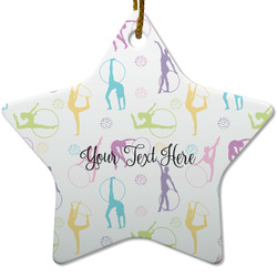 Gymnastics with Name/Text Star Ceramic Ornament