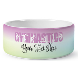 Gymnastics with Name/Text Ceramic Dog Bowl (Personalized)