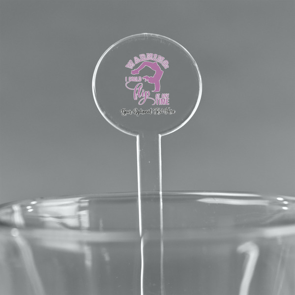 Custom Gymnastics with Name/Text 7" Round Plastic Stir Sticks - Clear