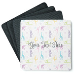 Gymnastics with Name/Text Square Rubber Backed Coasters - Set of 4 (Personalized)