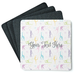 Gymnastics with Name/Text Square Rubber Backed Coasters - Set of 4 (Personalized)