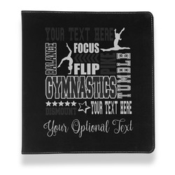 Gymnastics with Name/Text Leather Binder - 1" - Black
