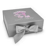 Gymnastics with Name/Text Gift Box with Magnetic Lid - Silver